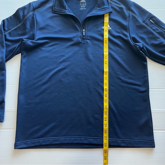ADIDAS 1/4 Zip Warm Up Jacket Blue 3 White Stripe Size Large - Picture 11 of 12